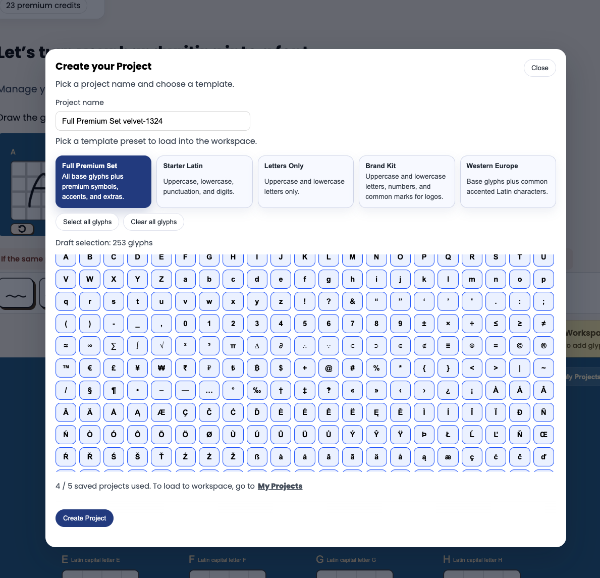 Premium glyph coverage and real project workflow in Make Your Own Font
